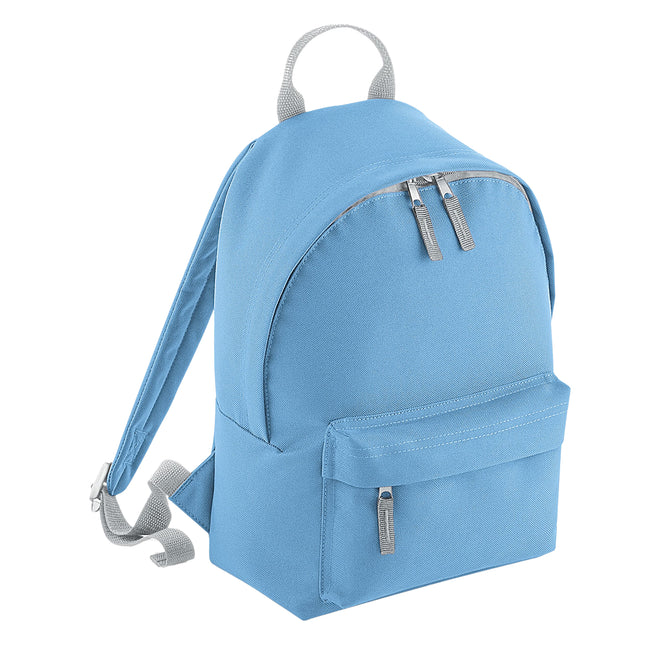 Sky Blue-Light Grey - Front - Bagbase Fashion Mini Knapsack