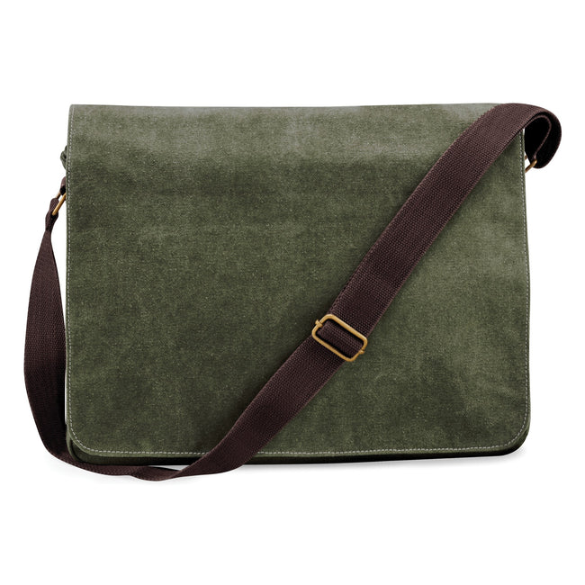 Vintage Military Green - Front - Quadra Vintage Canvas Despatch Bag - 3.6 Gal
