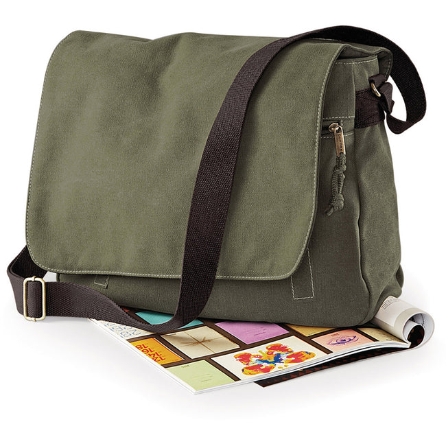 Vintage Military Green - Pack Shot - Quadra Vintage Canvas Despatch Bag - 3.6 Gal