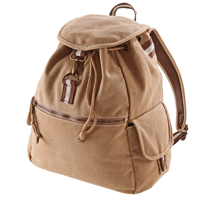 Sahara - Front - Quadra Vintage Canvas Backpack - 18 Liters