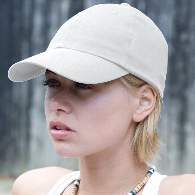 White - Back - Result Unisex Low Profile Heavy Brushed Cotton Baseball Cap