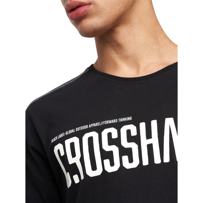 Black-Grey Marl - Lifestyle - Crosshatch Mens Compounds T-Shirt
