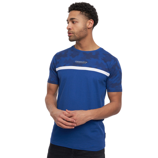 Blue - Lifestyle - Crosshatch Mens Cavero Camo T-Shirt