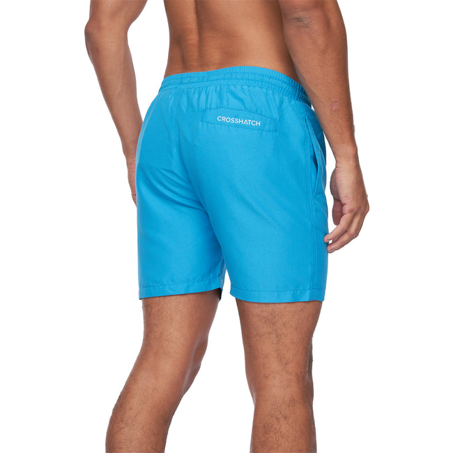 Blue - Back - Crosshatch Mens Swimlar Swim Shorts