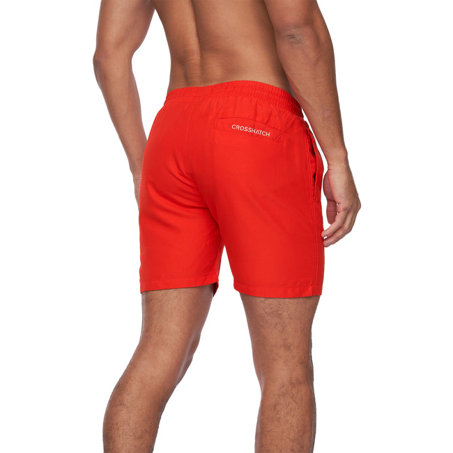 Red - Back - Crosshatch Mens Swimlar Swim Shorts