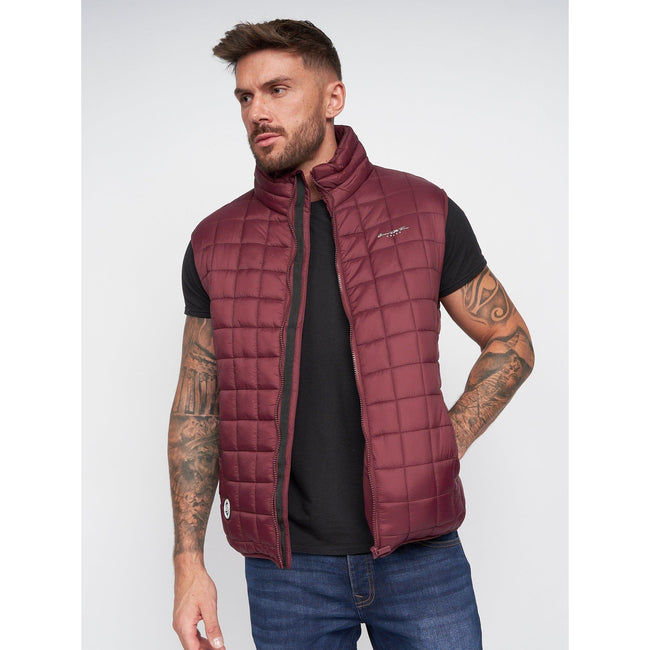 Wine - Front - Crosshatch Mens Modley Padded Vest