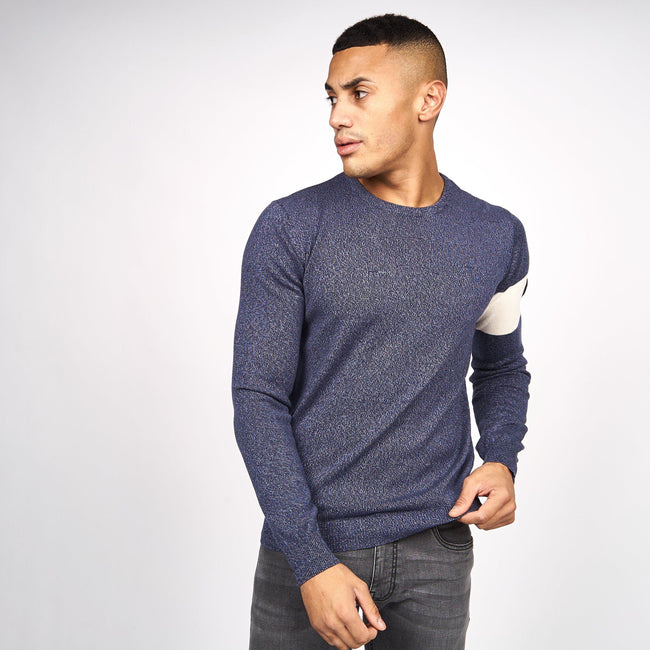 Iris Blue Marl - Front - Smith & Jones Mens Carlow Knitted Pullover