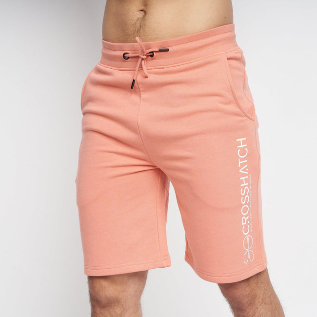 Coral - Front - Crosshatch Mens Gilyard Sweat Shorts