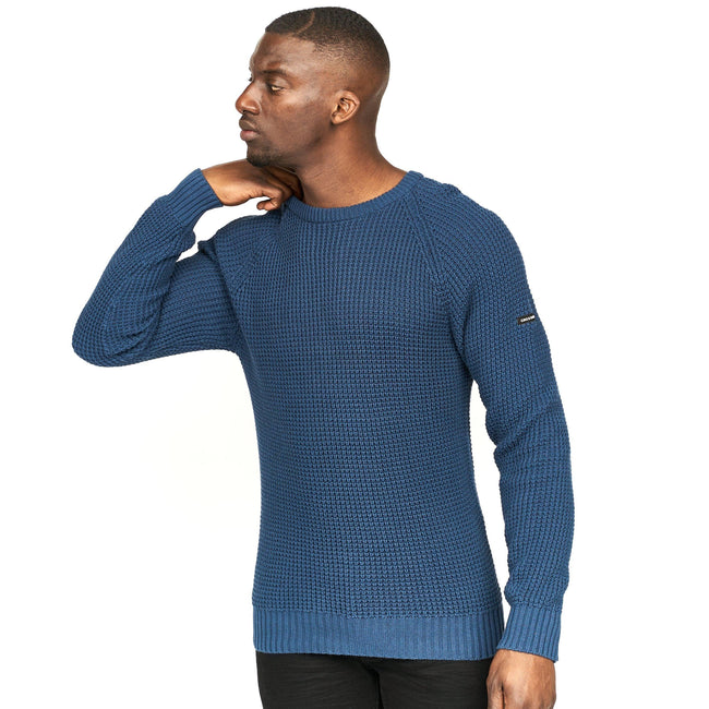 Navy - Front - Crosshatch Mens Minehead Knitted Pullover