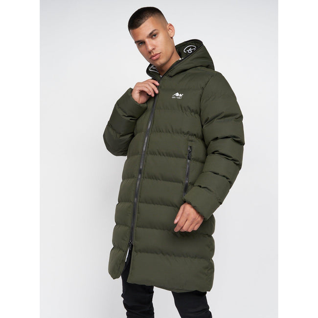Dark Olive - Front - Born Rich Mens Alvando Longline Puffer Jacket