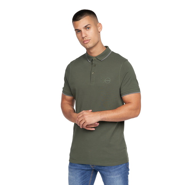 Dark Khaki - Side - Crosshatch Mens Padro Polo Shirt