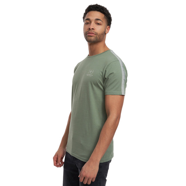Olive - Side - Crosshatch Mens Caveron T-Shirt