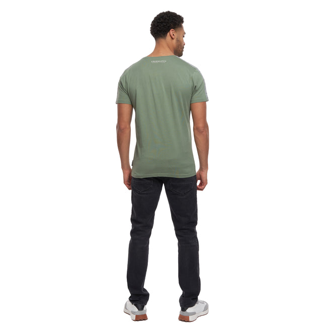 Olive - Back - Crosshatch Mens Caveron T-Shirt