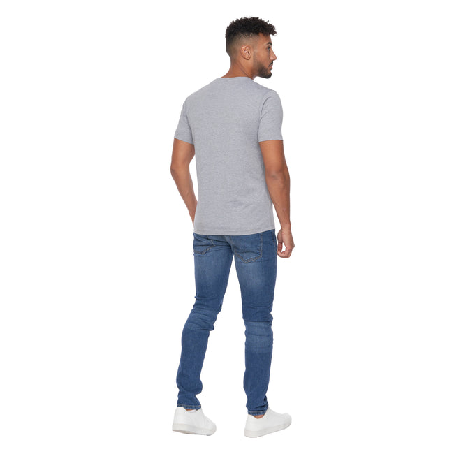 Grey Marl - Back - Crosshatch Mens Flocked T-Shirt