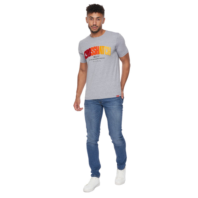 Grey Marl - Lifestyle - Crosshatch Mens Flocked T-Shirt