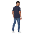Navy - Back - Crosshatch Mens Flocked T-Shirt
