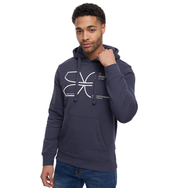 Navy - Front - Crosshatch Mens Cutups Hoodie