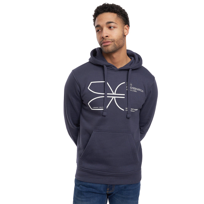 Navy - Side - Crosshatch Mens Cutups Hoodie