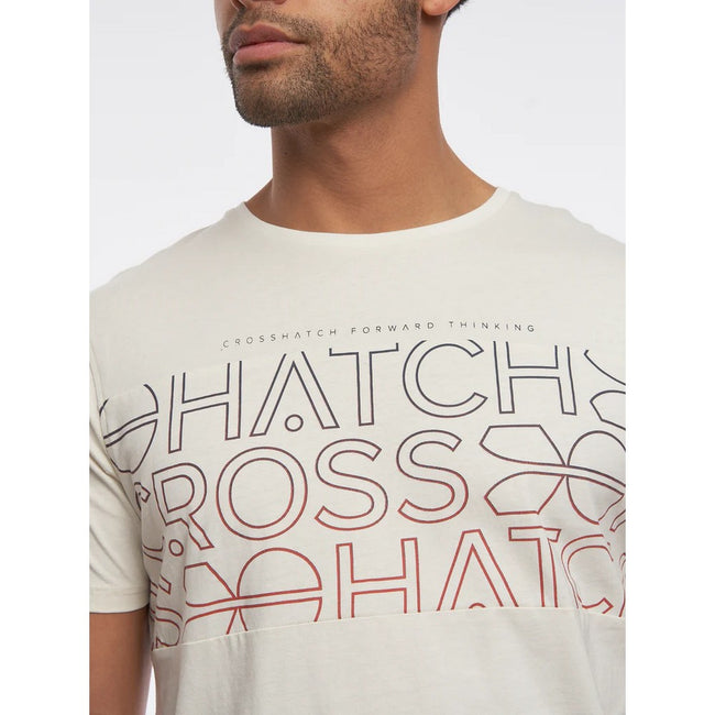 Off White - Side - Crosshatch Mens Fade T-Shirt