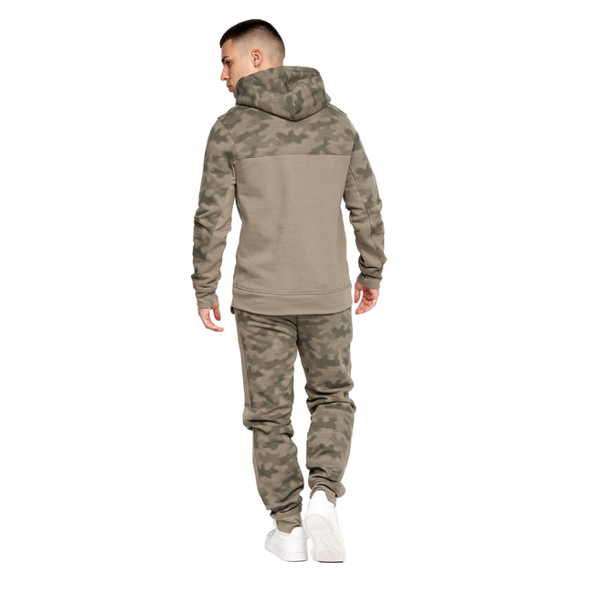 Khaki - Back - Crosshatch Mens Jacobi Hoodie