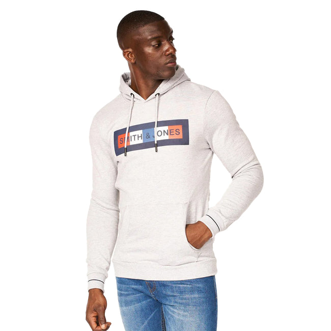 Light Grey Marl - Front - Smith & Jones Mens Beniko Hoodie