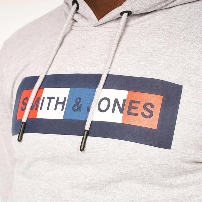 Light Grey Marl - Back - Smith & Jones Mens Beniko Hoodie