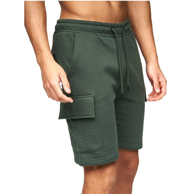 Deep Green - Front - Crosshatch Mens Logo Cargo Shorts