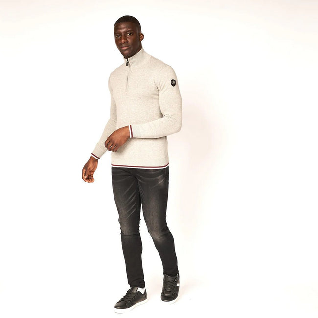 Light Grey Marl - Close up - Smith & Jones Mens Boswell Knitted Sweater