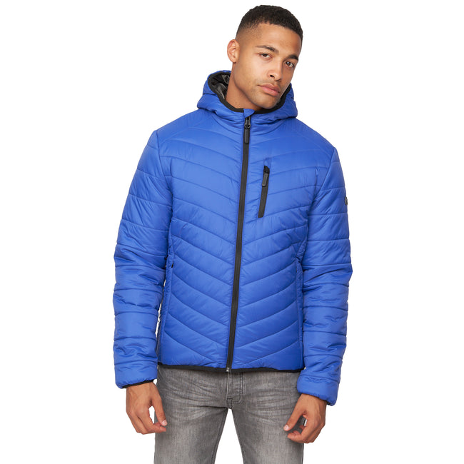 Blue - Front - Crosshatch Mens Rawsolid Hooded Jacket