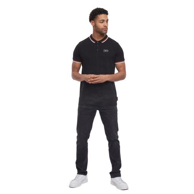 Black - Lifestyle - Crosshatch Mens Marples Polo Shirt