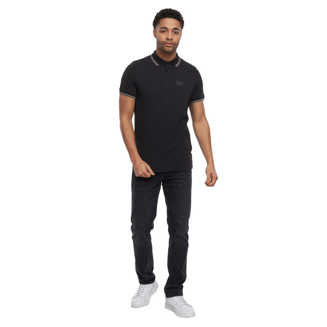 Black - Pack Shot - Crosshatch Mens Tarquin Polo Shirt