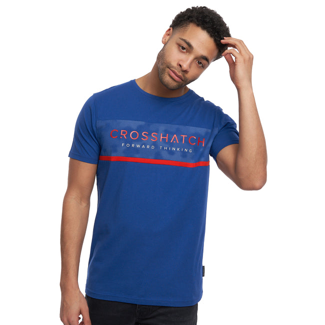 Blue - Side - Crosshatch Mens Combot Camo T-Shirt