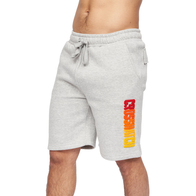 Grey Marl - Side - Crosshatch Mens Flocked Shorts