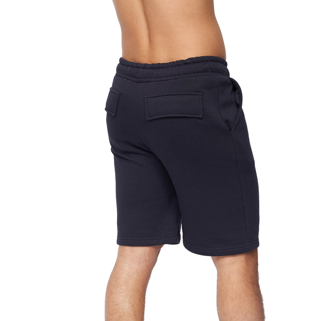 Navy - Back - Crosshatch Mens Flocked Shorts