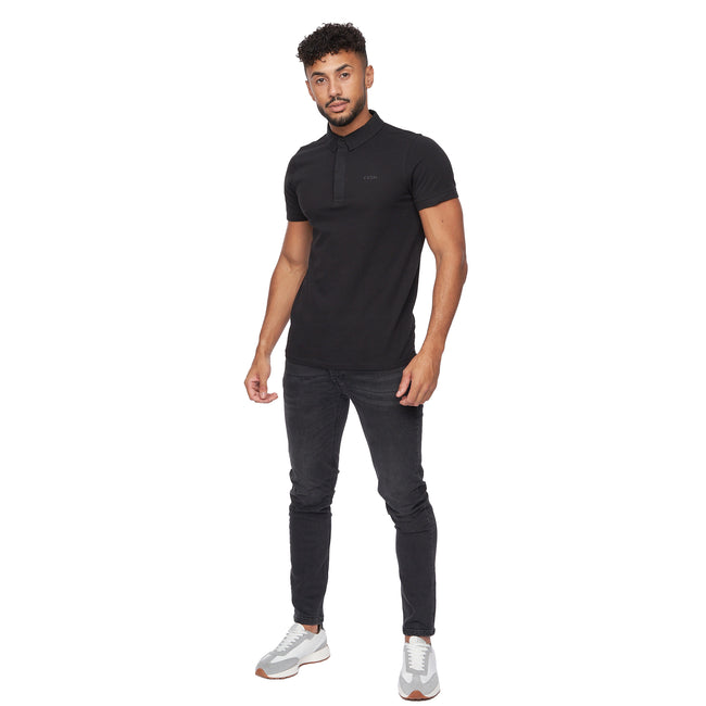 Black - Pack Shot - Crosshatch Mens Sullivan Polo Shirt
