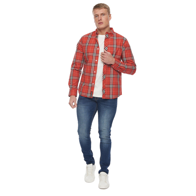 Red - Close up - Bewley & Ritch Mens Buford Checked Shirt