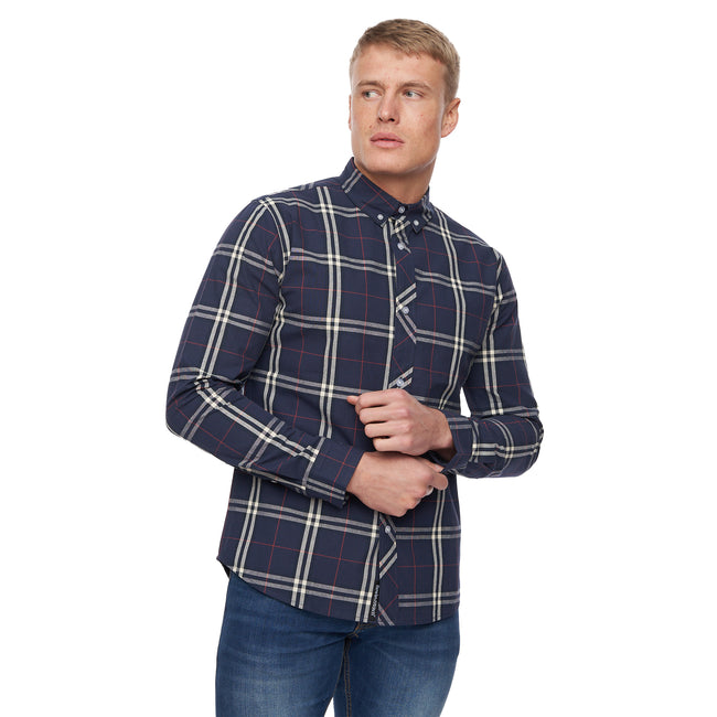 Navy - Front - Bewley & Ritch Mens Buford Checked Shirt
