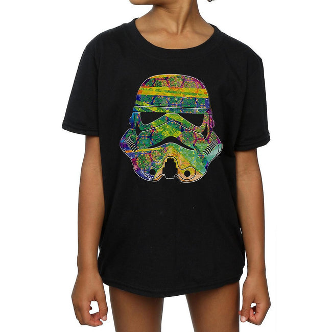 Black - Side - Star Wars Girls Command Stormtrooper Patterned Cotton T-Shirt
