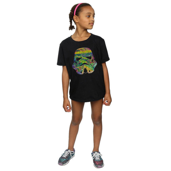 Black - Pack Shot - Star Wars Girls Command Stormtrooper Patterned Cotton T-Shirt