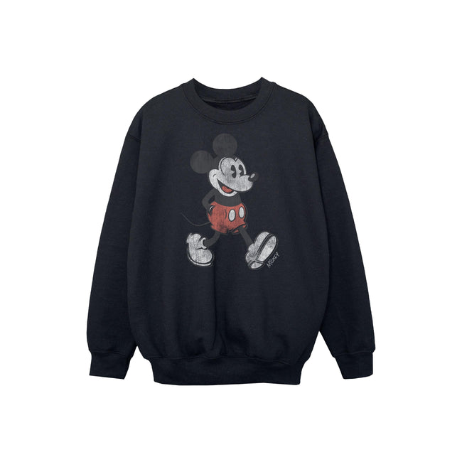 Black - Front - Disney Boys Walking Mickey Mouse Cotton Sweatshirt