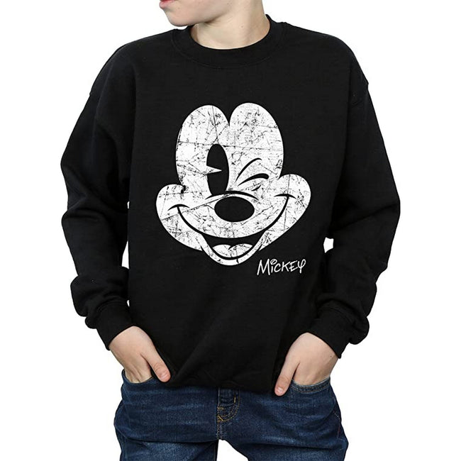 Black - Side - Disney Boys Mickey Mouse Face Cotton Sweatshirt