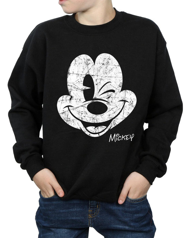 Black - Pack Shot - Disney Boys Mickey Mouse Face Cotton Sweatshirt