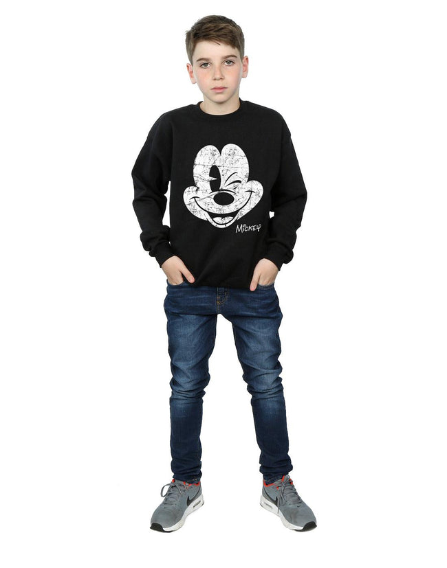 Black - Close up - Disney Boys Mickey Mouse Face Cotton Sweatshirt