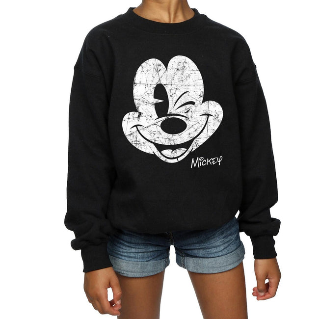 Black - Pack Shot - Disney Girls Mickey Mouse Face Cotton Sweatshirt