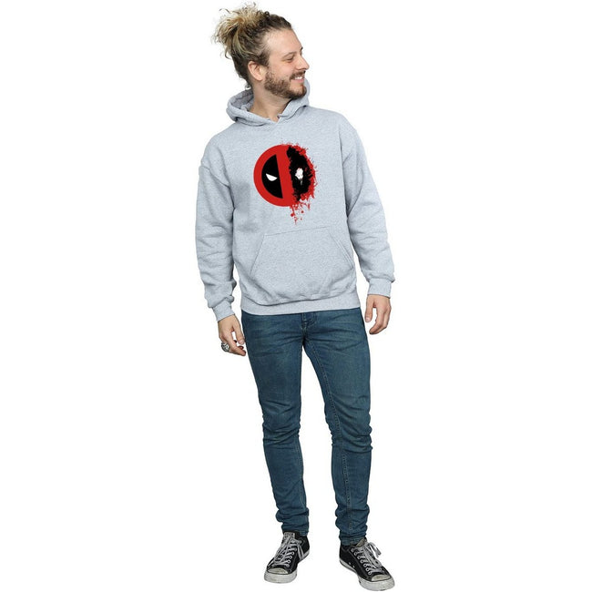 Sports Grey - Side - Deadpool Mens Paint Splatter Logo Hoodie