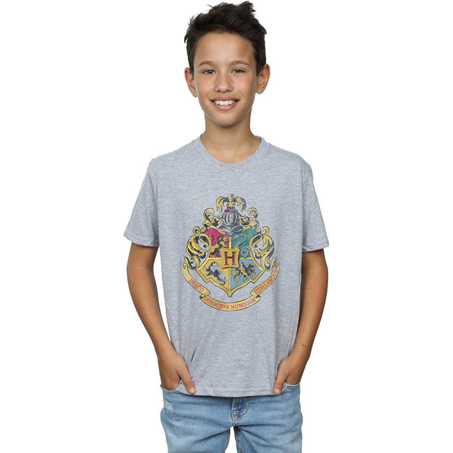 Sports Grey - Back - Harry Potter Boys Hogwarts Crest T-Shirt