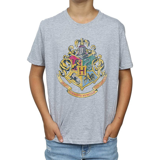 Sports Grey - Front - Harry Potter Boys Hogwarts Crest T-Shirt