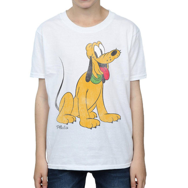 White - Side - Disney Boys Classic Pluto Cotton T-Shirt