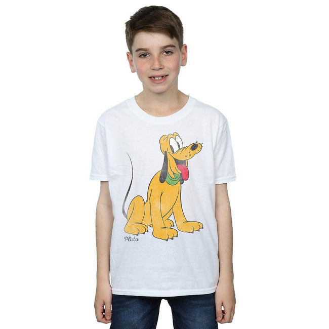 White - Front - Disney Boys Classic Pluto Cotton T-Shirt