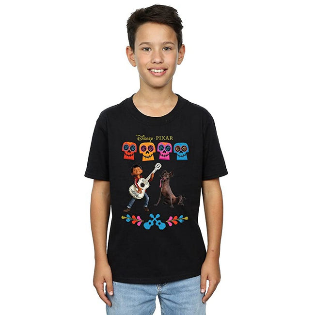 Black - Back - Coco Boys Miguel Logo Cotton T-Shirt